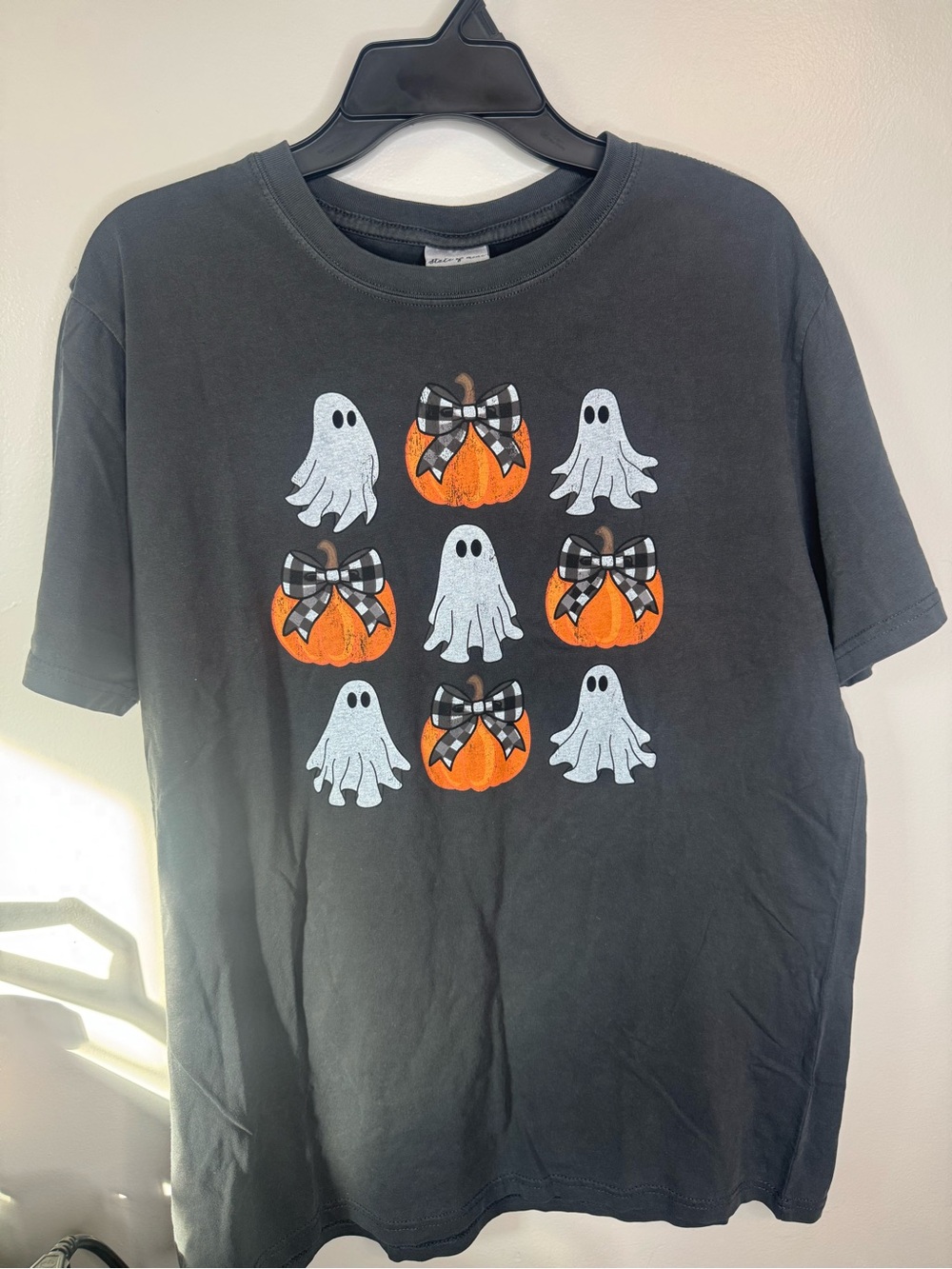 Womens charcoal Halloween Pumpkin & Ghost Graphic Tee